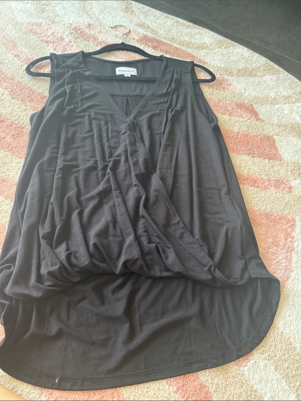 Veronica M Black Sleeveless Faux-Wrap Camisole